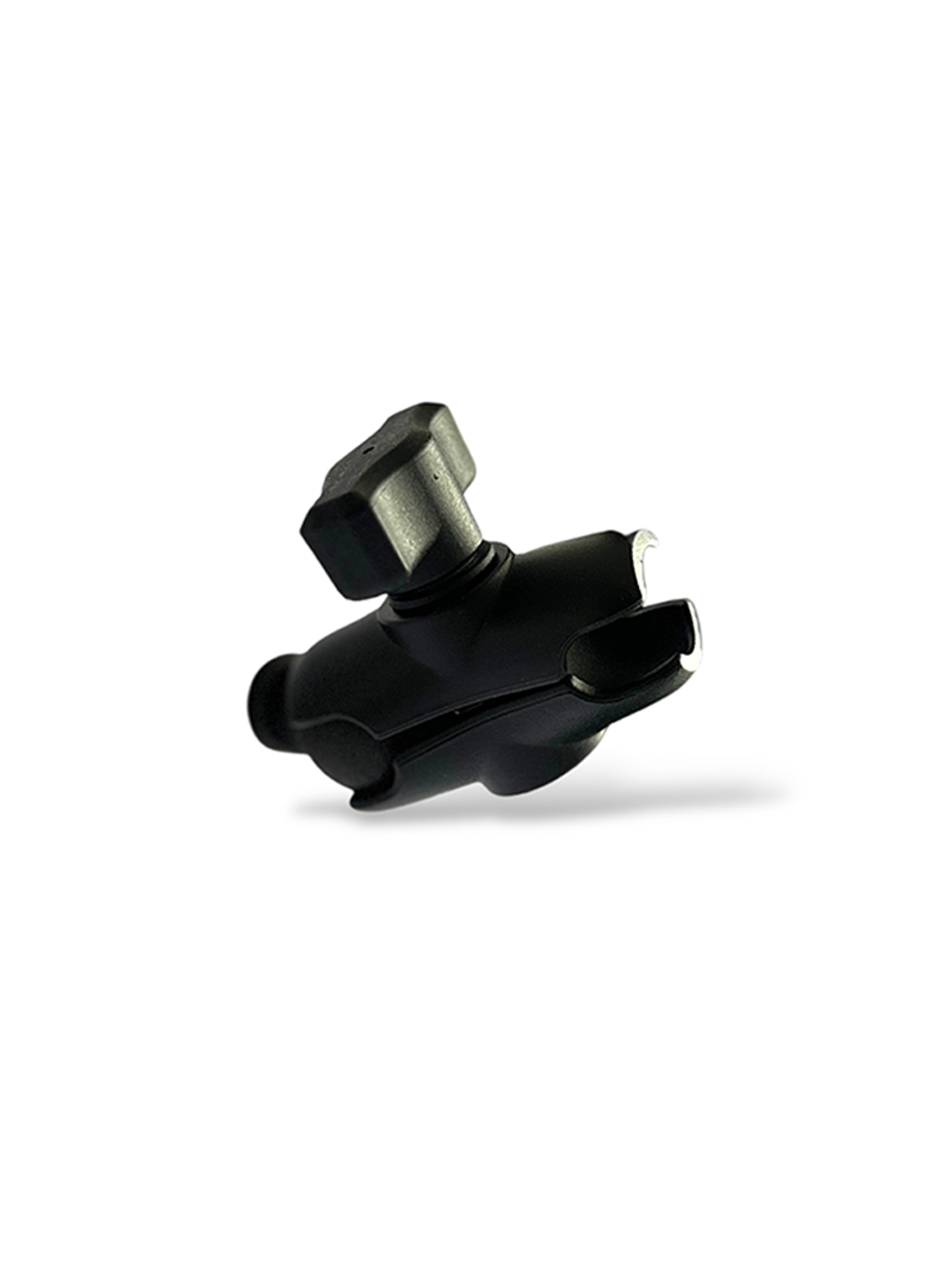 RevCraft A-Pillar Mount bracket with triple 1-inch ball base installed inside 4x4 cabin, Modular A-pillar mounting bracket with 3 one-inch ball mounts, 4x4 A-pillar accessory mount with universal 1-inch ball system, RevCraft A-Pillar Mount installed on vehicle A-pillar with modular ball mounts, Cabin A-pillar bracket holding 1-inch ball mounting system, Interior A-pillar mount setup for phone walkie and camera modules, Close-up of RevCraft A-Pillar bracket with three 1-inch ball mounts, Textured metal A-pillar mounting bracket with ball system, Modular A-pillar mount base with universal ball joints, A-pillar mount holding action camera inside off-road vehicle, Modular cabin mount supporting phone and camera on A-pillar, 4x4 interior A-pillar mounting system in use