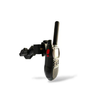 RevCraft A-Pillar Mount bracket with triple 1-inch ball base installed inside 4x4 cabin, Modular A-pillar mounting bracket with 3 one-inch ball mounts, 4x4 A-pillar accessory mount with universal 1-inch ball system, RevCraft A-Pillar Mount installed on vehicle A-pillar with modular ball mounts, Cabin A-pillar bracket holding 1-inch ball mounting system, Interior A-pillar mount setup for phone walkie and camera modules, Close-up of RevCraft A-Pillar bracket with three 1-inch ball mounts, Textured metal A-pillar mounting bracket with ball system, Modular A-pillar mount base with universal ball joints, A-pillar mount holding action camera inside off-road vehicle, Modular cabin mount supporting phone and camera on A-pillar, 4x4 interior A-pillar mounting system in use